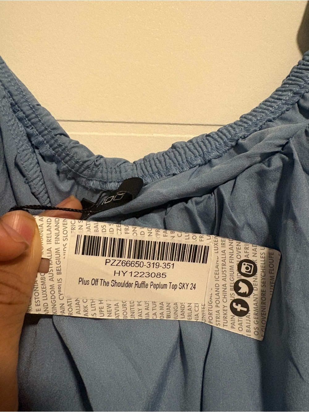 Boohoo Light Blue Plus Off-Shoulder Ruffle Blouse - Picture 5 of 6